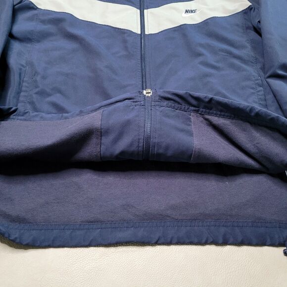NIKE Classic Men's XXL Windbreaker Navy Gray Jacket Full Zip Lined Comfort - Picture 6 of 11